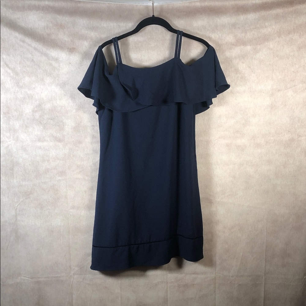 Maggy London Navy Cold-Shoulder Mini Dress
